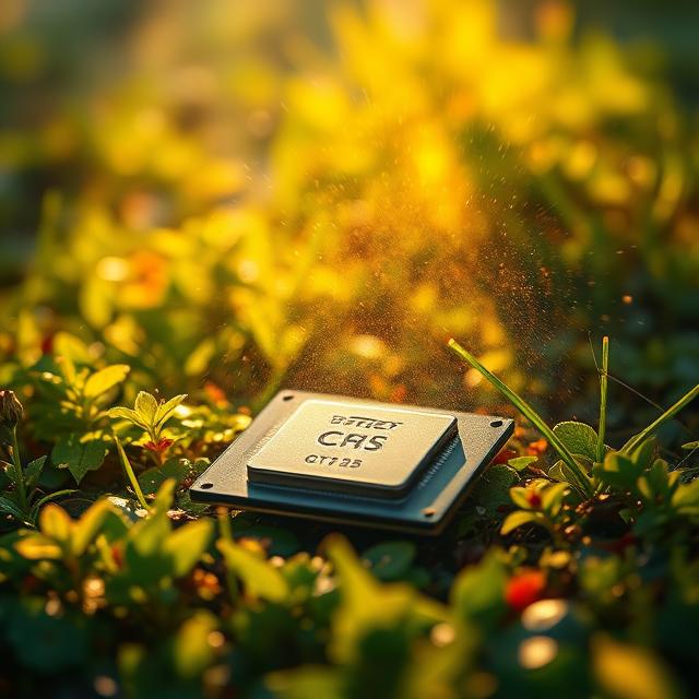 عکس نزدیک از پردازنده دسکتاپ AMD Ryzen 9 روی میز کار