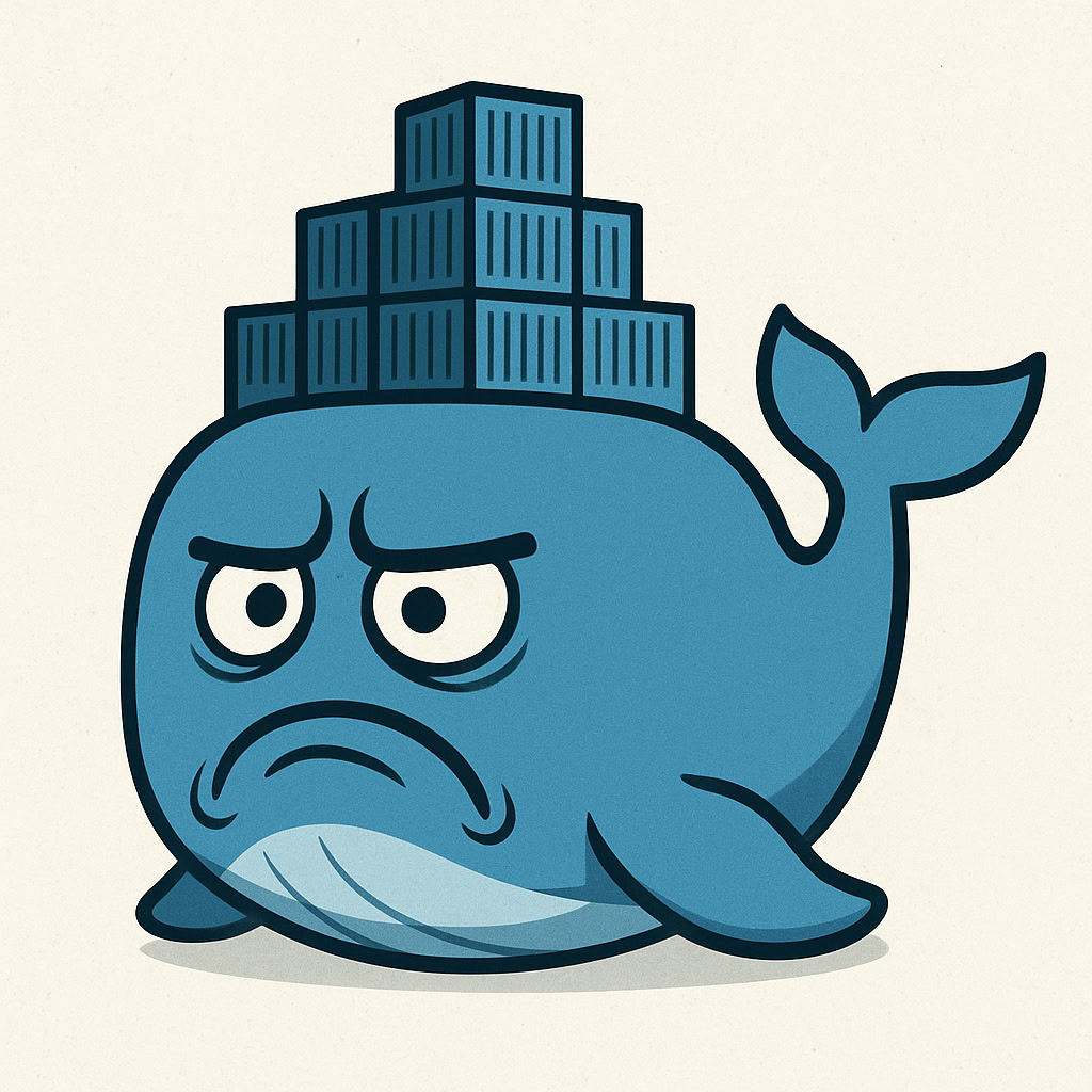 angry and sad docker logo