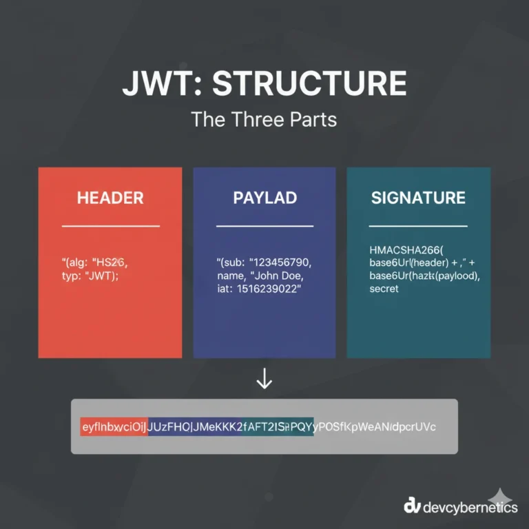 دیاگرام header payload signature در JWT و refresh token